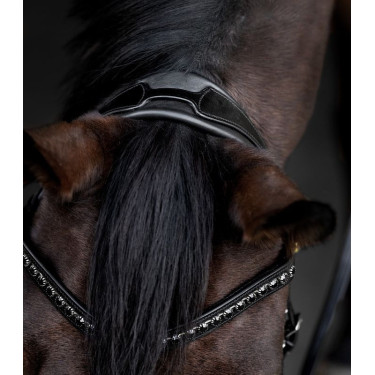 Bridon verni Waldhausen S-Line Blackshine muserolle combinée pull back Noir