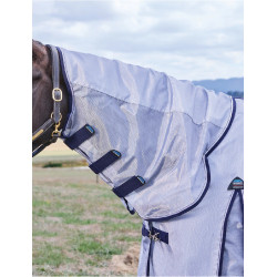 Couverture anti-mouches combo ComFiTec Hexi Shield Weatherbeeta Argent / marine / blanc Couverture anti-mouches combo ComFiTec Hexi Shield Weatherbeeta Argent / marine / blanc