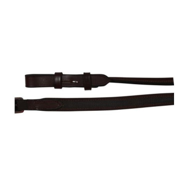 Rênes en cuir HKM revêtement Lisa à couture ronde Marron