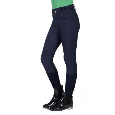 Pantalon HKM Maui fond intégral en silicone enfant Bleu profond