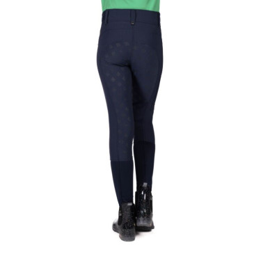 Pantalon HKM Maui fond intégral en silicone enfant Bleu profond