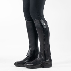 Mini-chaps cuir PU scintillants Sabrina femme Horze Noir Mini-chaps cuir PU scintillants Sabrina femme Horze Noir