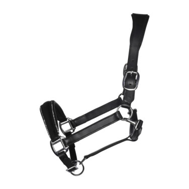 Licol en cuir HKM Glamour Noir / argenté