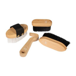Set de pansage HKM en bois Hobby Horsing Naturel Marron Set de pansage HKM en bois Hobby Horsing Naturel Marron