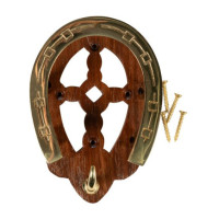 Porte-brides fer à cheval HKM en bois et laiton