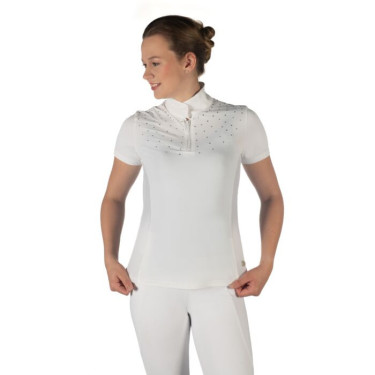 Polo de concours HKM Skadi manches courtes femme Blanc