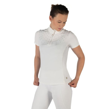 Polo de concours HKM Skadi manches courtes femme Blanc