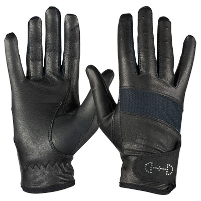 Gants cuir et mesh femme Horze Noir