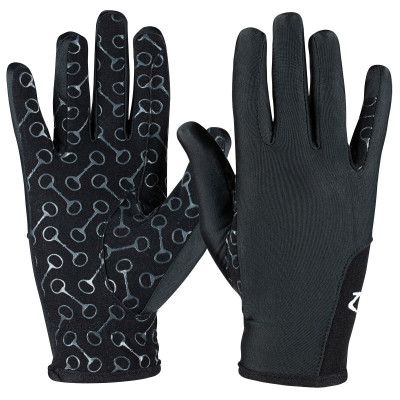 Gants d'équitation avec paume silicone enfant Horze Noir