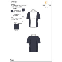 Polo de concours femme à manches courtes avec inserts en mesh Equestro Marine blazer Bleu marine