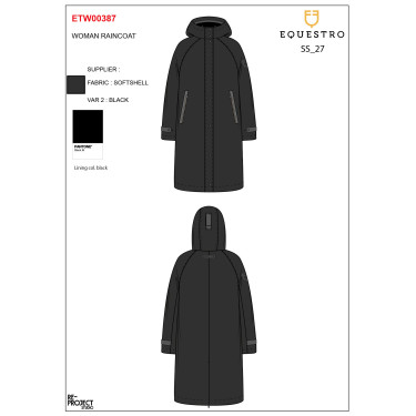 Veste Softshell long femme avec ouverture arrière Equestro Noir