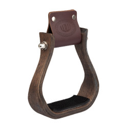Étrier western en bois avec semelle antidérapante en caoutchouc Westwood Marron foncé