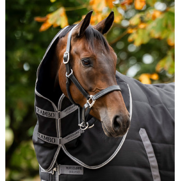 Couvre-cou d’écurie Rambo 200 g Horseware Noir / orage / gris argent