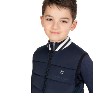 Veste sans manches Equestro technique enfant col en maille Marine blazer Bleu marine Veste sans manches Equestro technique enfant col en maille Marine blazer Bleu marine