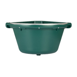 Mangeoire d’angle avec bord métallique et deux supports muraux Capacité 16 litres AmaHorse Vert