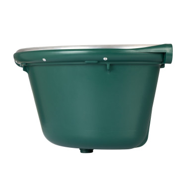 Mangeoire d’angle avec bord métallique et deux supports muraux Capacité 16 litres AmaHorse Vert