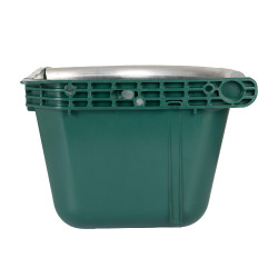 Mangeoire d’angle avec bord métallique et deux supports muraux Capacité 16 litres AmaHorse Vert