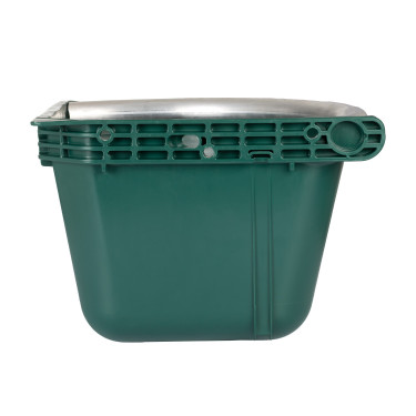 Mangeoire d’angle avec bord métallique et deux supports muraux Capacité 16 litres AmaHorse Vert