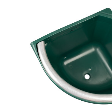 Mangeoire d’angle avec bord métallique et deux supports muraux Capacité 16 litres AmaHorse Vert