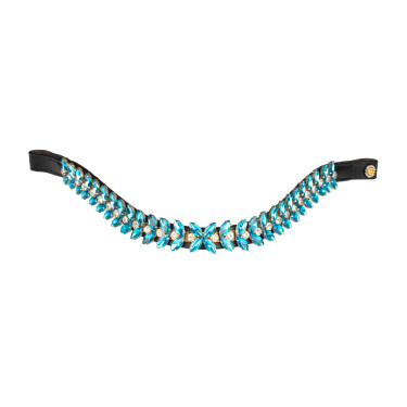 Frontal en cuir Equestro Blue Jets Crystal