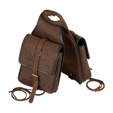 Sacoches de selle western en cuir Pool's Marron foncé