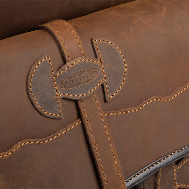 Sacoche pour selle western en cuir décoré Pool's Marron foncé