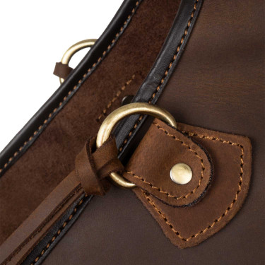 Sacoche pour selle western en cuir décoré Pool's Marron foncé