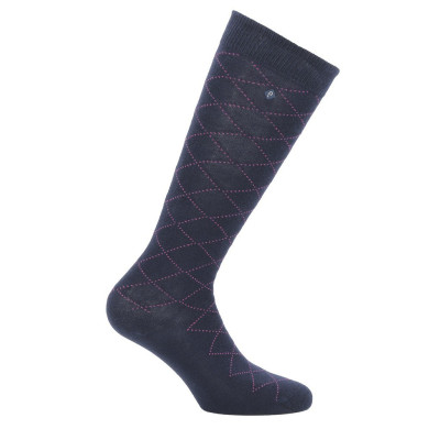 Chaussettes Equithème Résille Marine / rose