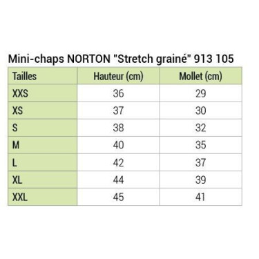 Mini-chaps Norton Stretch grainé Mini-chaps Norton Stretch grainé