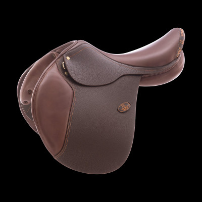 Selle d'obstacle en cuir Acavallo Veneziano Marron foncé