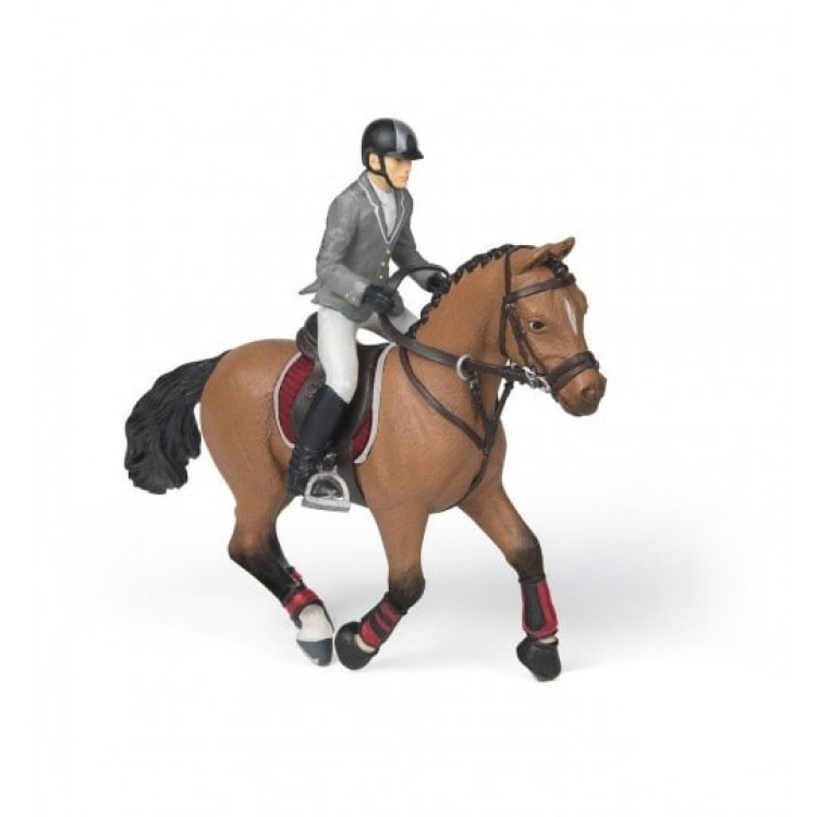 Figurine Cheval concours & cavalier Papo