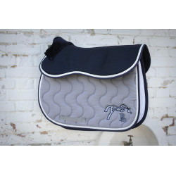 Tapis de selle Pénélope Classique Gris clair / marine Tapis de selle Pénélope Classique Gris clair / marine