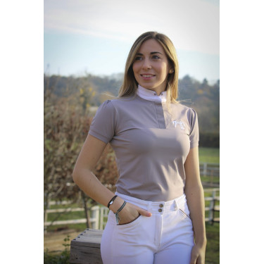 Polo de concours Pénélope Madrid manches courtes Taupe Marron Polo de concours Pénélope Madrid manches courtes Taupe Marron
