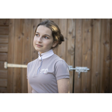 Polo de concours Pénélope Madrid manches courtes Taupe Marron Polo de concours Pénélope Madrid manches courtes Taupe Marron