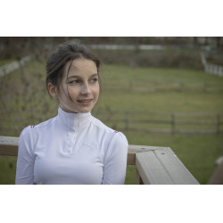 Polo de concours Pénélope Bruges manches longues Blanc / galon bleu blanc rouge Polo de concours Pénélope Bruges manches longues Blanc / galon bleu blanc rouge