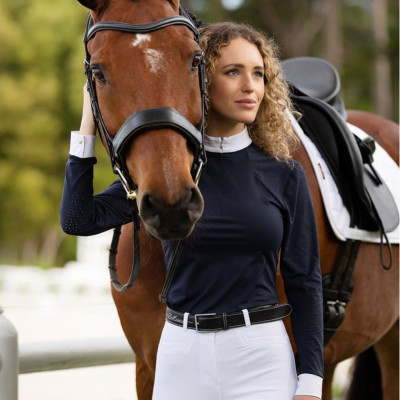 Polo de concours LeMieux Olivia manches longues Bleu marine