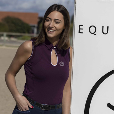 Polo Equithème Sarah sans manches Prune Violet