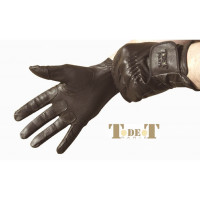 Gants sensation cuir T de T Marron foncé