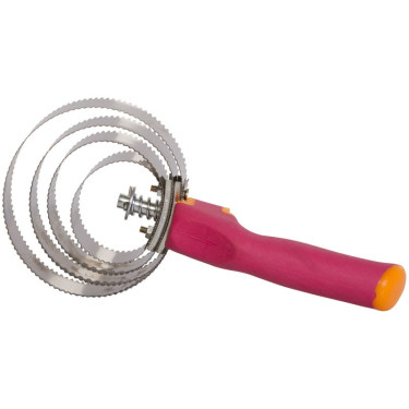 Etrille métallique ronde avec manche Imperial Riding Papaye / calypso corail Rose