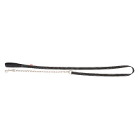 Longe d'attache Imperial Riding Flexi-Fleece avec chaine mousqueton Noir / réfléchissant