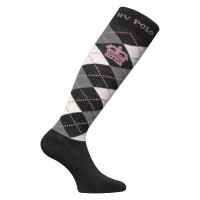 Chaussettes Argyle HV Polo Noir / gris argent mélangé / rose Chaussettes Argyle HV Polo Noir / gris argent mélangé / rose