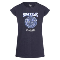T-shirt Imperial Riding Smiley Flowers Bleu marine