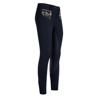 Pantalon d'equitation Euro-Star Coco Glam FullGrip femme Bleu marine