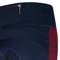 Legging d'équitation Easy Rider Dietse FullGrip enfant Wine red / navy Rouge