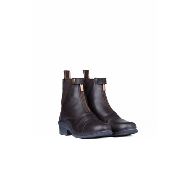 Boots cuir Rose fermeture éclair devant Horze Boots cuir Rose fermeture éclair devant Horze