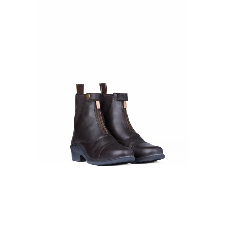 Boots cuir Rose fermeture éclair devant Horze Boots cuir Rose fermeture éclair devant Horze