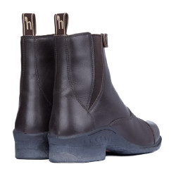 Boots cuir Rose fermeture éclair devant Horze Marron foncé