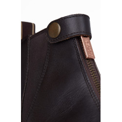 Boots cuir Rose fermeture éclair devant Horze Marron foncé