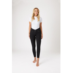 Léger pantalon à basanes cuir extensible Angelina femme Horze Noir
