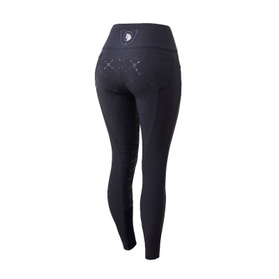 Pantalon à fond peau Désirée silicone et taille haute femme Horze Bleu marine foncé